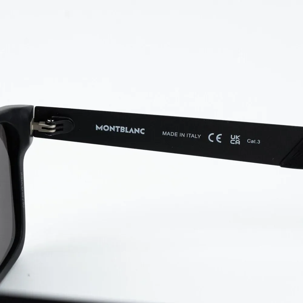Montblanc Men Sunglasses Matte Black Grey Rectangle MB0299S 005 NEW AUTHENTIC